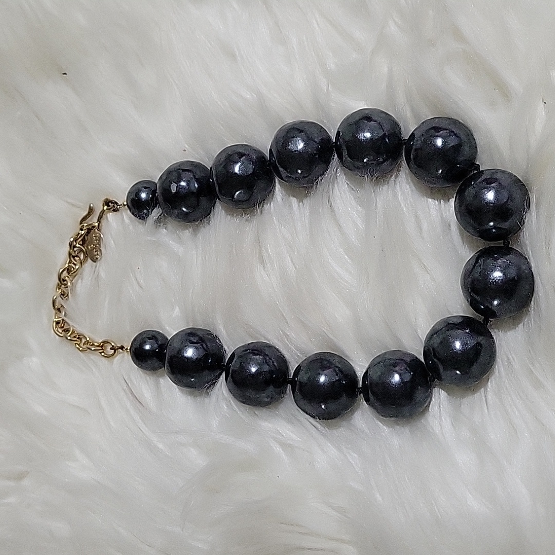 Carolee Metallic Silver Large Beaded Necklace